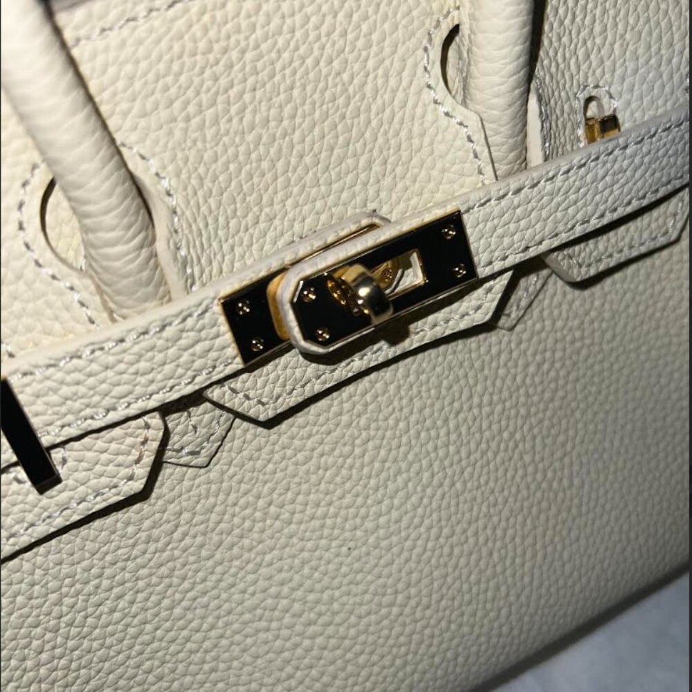 White Mini Tote Bag with Gold Hardware - Picture 5 of 6